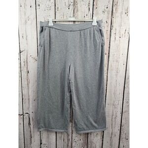 Marla Wynne Layers Grey Knit Wide Leg Capri Pants Cropped Loungewear Womens 1X